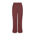 thumbnail image 4 of Juslio Women Pants Casual Side Opening Elastic Waist Linen High Waist with Pockets Straight Leg Pants, 4 of 8