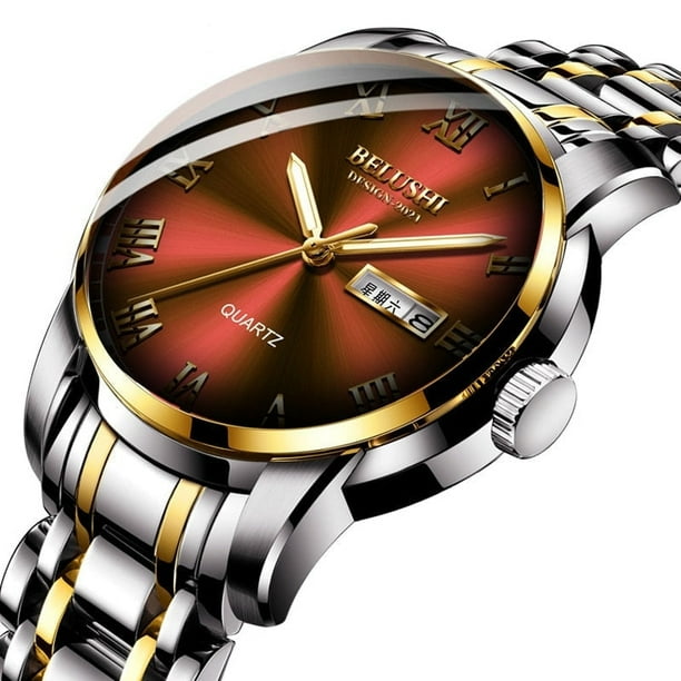 Men's Watch Stainless Steel Business Date Clock Waterproof Luminous Watches Luxury Sport Quartz
