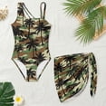 thumbnail image 3 of Xixirimido Palm Trees Green Camo Print Girls Swimsuits Set One Piece Swimsuit with Mesh Cover Up Quick Dry Summer Bathing Suit with Adjustable Strap & Removable Bra, Size 7-8 Years, 3 of 7