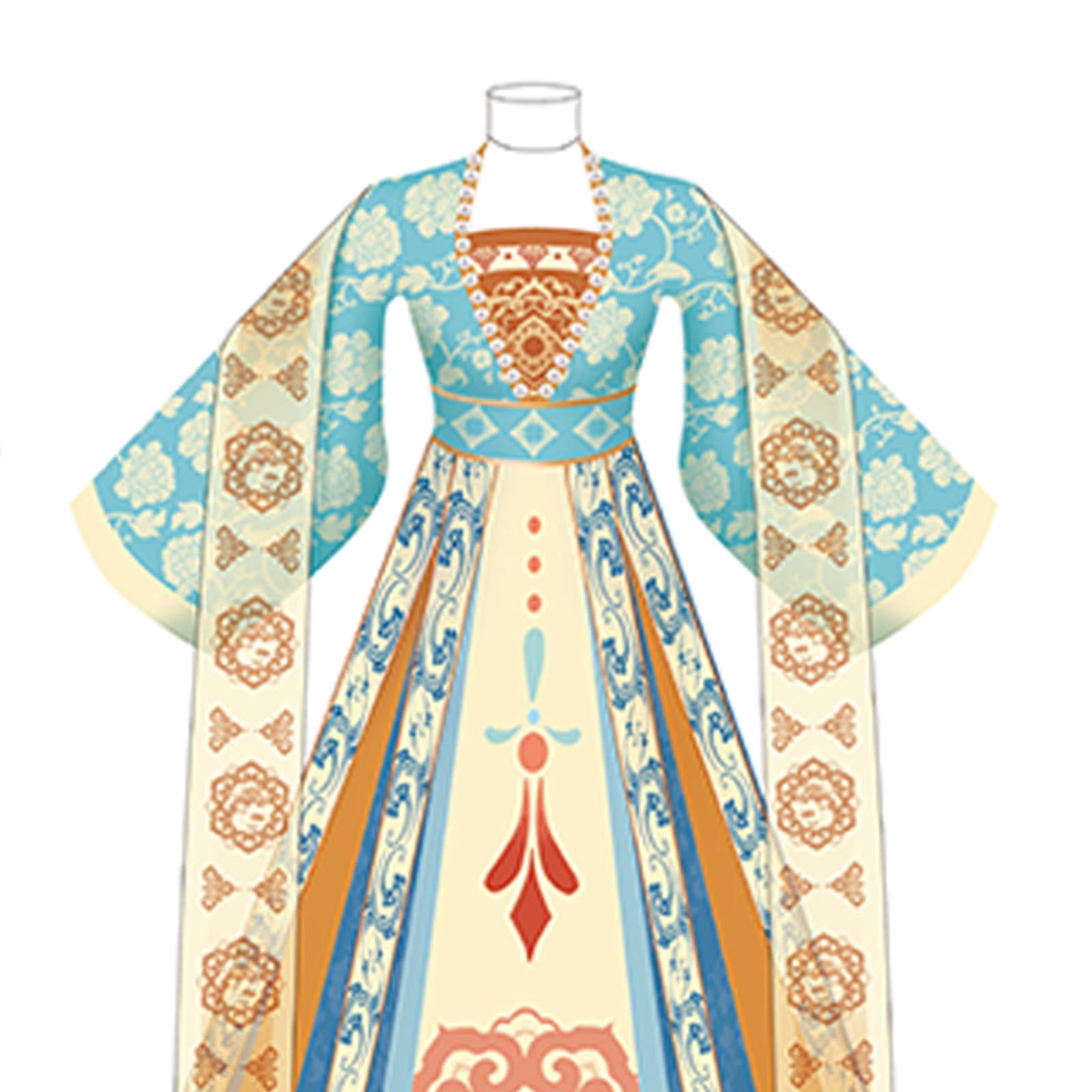 Zxpjkyu Chinese Ancient Clothes Material Kit Outfit Making Kit Chinese Traditional Dress 5 Mannequins 1 Doll