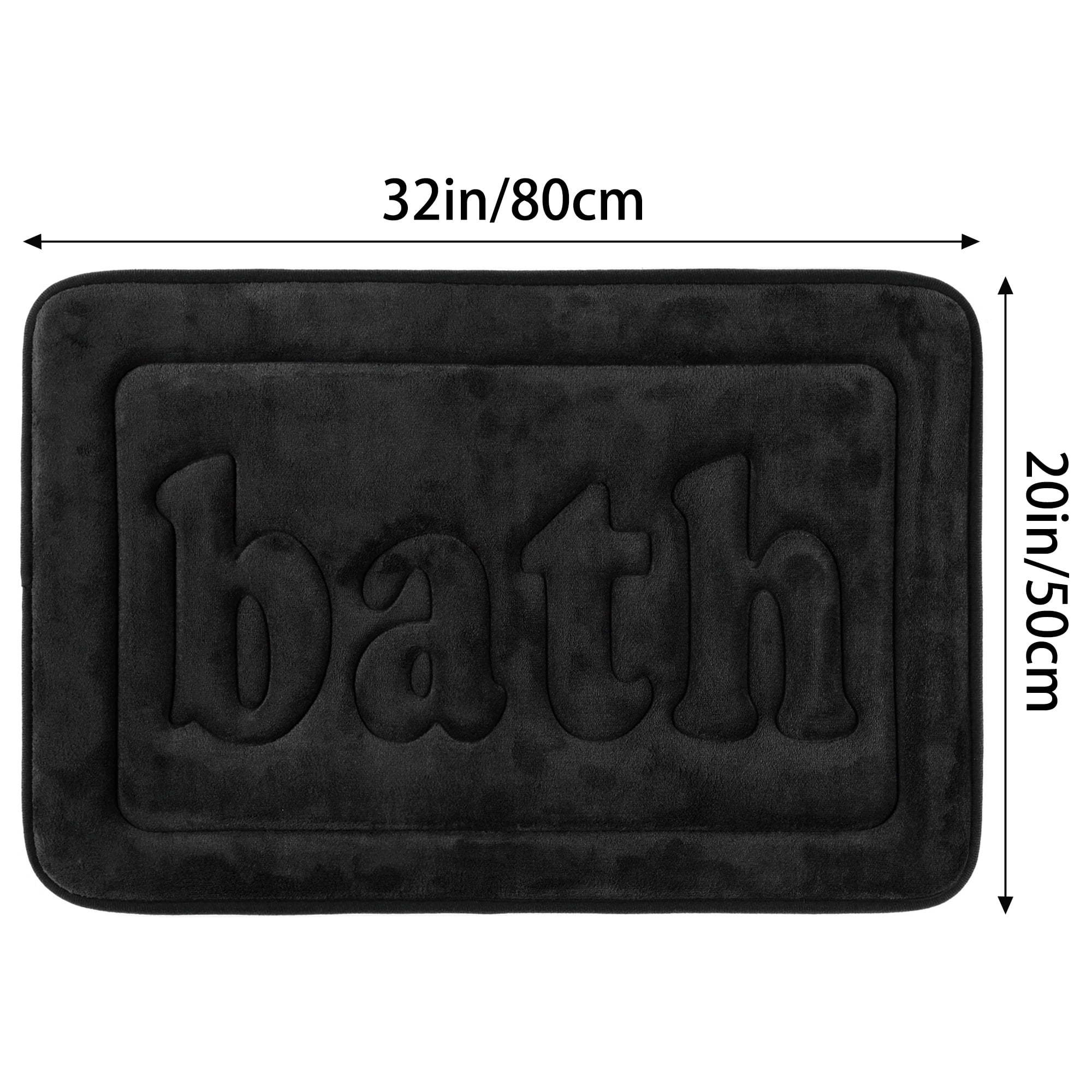 Unique Bargains Non Skid Memory Foam Bath Mats 2 Pcs Absorbent Quick Dry Bathroom Rugs Black 20" x 32"