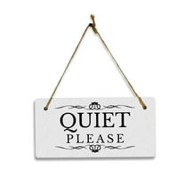 Quiet Please 5" x 10" Hanging Wall or Door Sign | Rustic Twine | Stylish Business or Office Signage