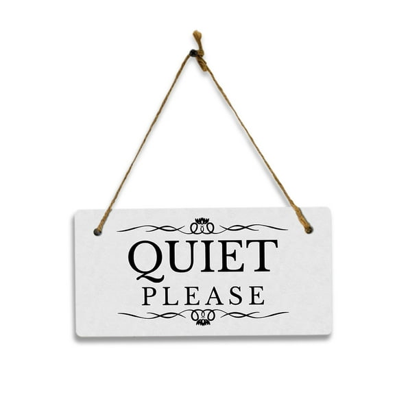 Quiet Please 5" x 10" Hanging Wall or Door Sign | Rustic Twine | Stylish Business or Office Signage