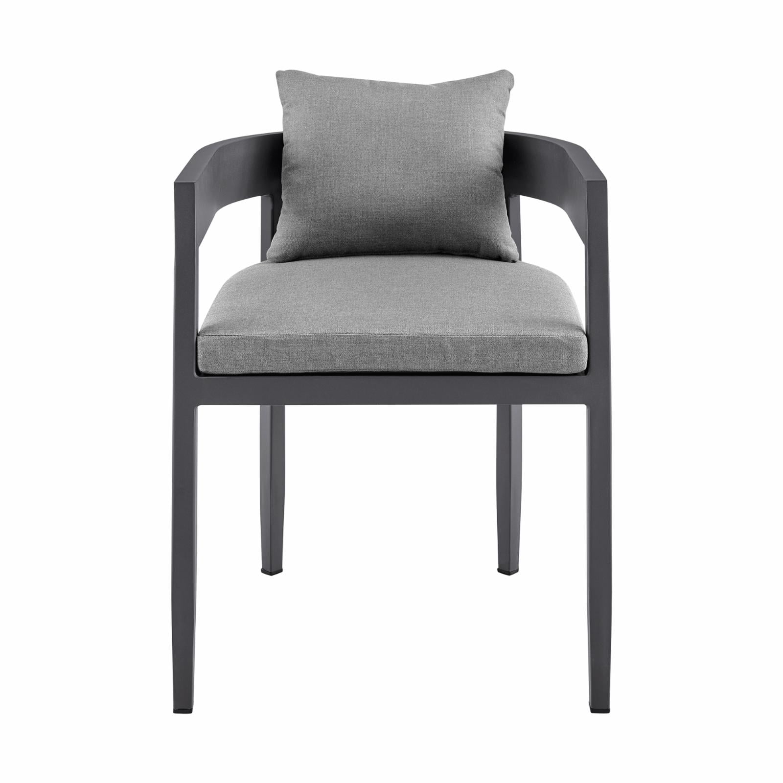 Armen Living Armen Living Argiope Fabric 19" Patio Dining Chairs in Black/Gray (Set of 2)