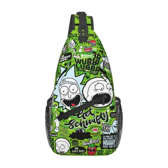 Casual Crossbody Sling Backpack, Cartoon Rick And Morty Shoulder Daypack, Portable Hiking Daypacks, Multipurpose Cross Body Chest Bag For Travel Sport Running Hiking For Women Men Travel Hiking