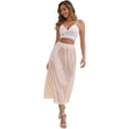 thumbnail image 5 of DARING DIVA Women's Satin Lace Trim Flared Hem Lightweight Maxi Half Slip M Beige, 5 of 6