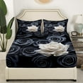 thumbnail image 5 of Erosebridal Black and White Rose Bed Sheets King Romantic Flowers Sheet Set,3D Roses Bedding Set for Women ,Wedding Valentines Day Bedroom Decor Blossom Floral Fitted Sheet, 5 of 5