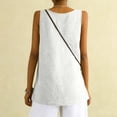thumbnail image 4 of Linen Tops for Women Comfy Lounge Wear Summer Sleeveless Crewneck Shirt Casual Blouse Loose Fit Gauze Cami Shirts White L, 4 of 5
