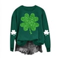 thumbnail image 4 of St Patrick's Day Sweatshirt Women Shamrock Sequin Pullover Lucky Clover Hoodie Holiday Long Sleeve Tops Green M, 4 of 5