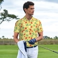 thumbnail image 3 of KLL Floral Strawberr Print Men's Short Sleeve Golf Polo,Three-Button Polo Shirts Summer Fashion Golf Shirt-3X-Large, 3 of 6