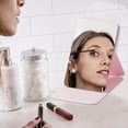 thumbnail image 4 of Folding Makeup Mirrorr Foldable Travel Mirrorr | Vanity Mirrorr For Makeup | Portable Compact Vanity Mirrorr | Frameless Makeup Mirrorr With Soft Pu Leather For Desk Travel,Black Makeup Magnifyin, 4 of 4