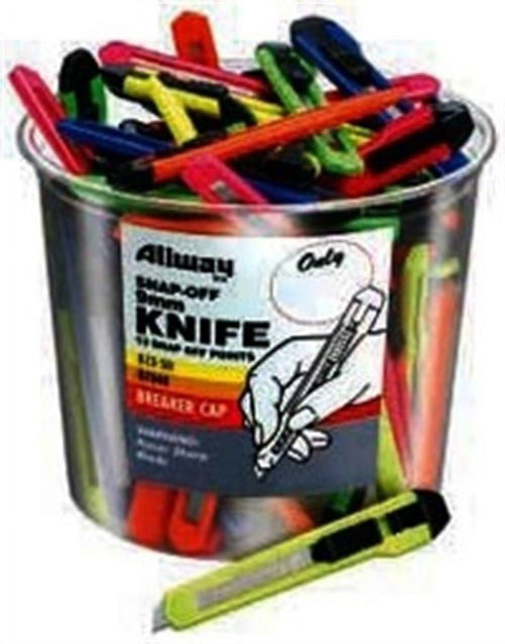 Allway Tools K13-50 50 Piece 9MM Snap-Off Knife Bucket, Assorted Neon Colors (50 Pack)