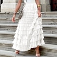thumbnail image 4 of Womens Long Tulle Skirt A Line Ruffle Tiered Layered Skirts High Waisted Flowy Fairy Tutu Maxi Skirts, 4 of 7