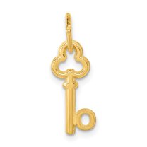 Auriga Fine Jewelry 14K Yellow Gold Key O Initial Charm Pendant for Women (L - 15.53 mm, W - 6.88 mm)