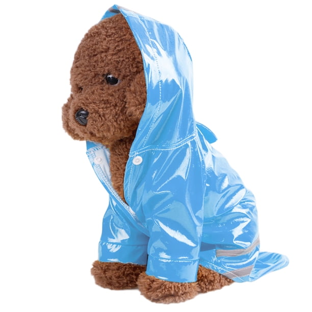 Methold Chubasquero de cuero PU para mascotas, impermeable reflectante con capucha para mascotas, ropa impermeable a prueba de viento para Ropa para mascotas azul SG