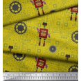 thumbnail image 2 of Soimoi Yellow polyester Crepe Fabric Cartoon Machine & Gear Parts Hardware Decor Fabric Printed Yard 42 Inch Wide, 2 of 3