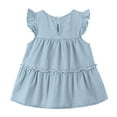 thumbnail image 5 of THDHVS Girls Denim Dress,Baby Dress,Toddler Girl Short Ruffle Sleeve Jean Birthday Party Dresses Light Blue 12-24 Months, 5 of 5