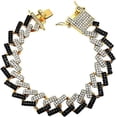 thumbnail image 3 of Charles Raymond Zig Zag Bling'ed Out Necklace - New Cuban Z Links w/ 3 Row Diamonds on Each Side with Matching Z Links Bracelets (Black - Ring Size 8), 3 of 4