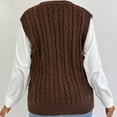 thumbnail image 4 of Chunky Sweater Vest Womens Sleeveless Cable Knit Sweater Pullover Fall Winter Warm Tops Coffee, Free Size, 4 of 7