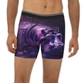 thumbnail image 2 of Xecao Purple Hippo In Water Print Boxer Briefs for Men's Stretch Moisture-Wicking Underwear, Mid-Rise Classics breathable fabric, 2 of 7