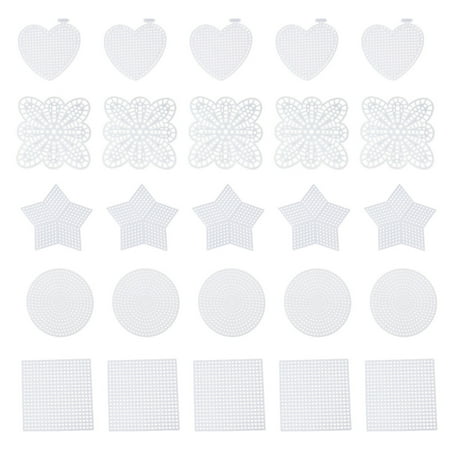 

50 Pcs Mesh Plastic Canvas Sheets Cross Stitch Sewing Plastic Canvas Sheets for Embroidery Acrylic Yarn Crafting Knit and Crochet Projects DIY Coaster (Heart Square Pentagram Round Shape Style)