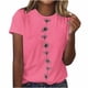 thumbnail image 1 of Camiseta de Manga Corta Impresa de Cuello Redondo Casual para Mujeres, 95% Poliéster 5% Elastano Top Ligero para Diario, Fiesta Y Uso, 1 of 1
