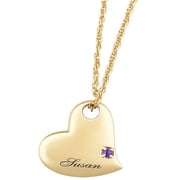 Personalized Planet Gold Over Silver Heart Birthstone Pendant