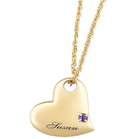 Personalized Planet Gold Over Silver Heart Birthstone Pendant