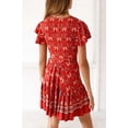 thumbnail image 3 of V Neck Summer Mini Dress Bohemian Floral Printed Beach Dress For Vacation Party, 3 of 5