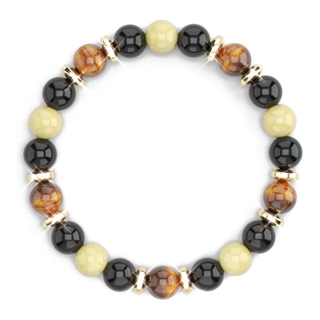Pulsera Citrino, Pulsera Ojo de Tigre, Obsidiana Negra Feng Shui W Sincero Electrónica