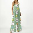 thumbnail image 3 of Fgvctg Easter Women's Jumpsuits Wide Leg Pant Fashion Overall Bunny Print Sleeveless Easter Eggs Spaghetti Straps Jumpsuits Rompers Bib Overalls Plus Size Spring Pants With Pockets Light Green L, 3 of 5