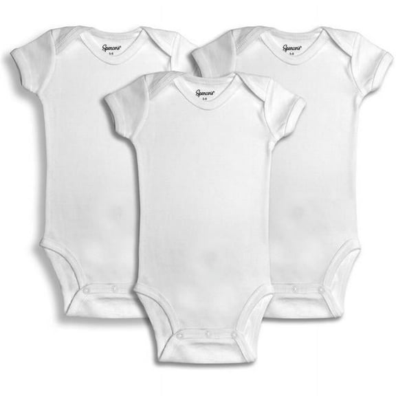 520-3-12 3 Piece White Bodysuits, 9-12 Months