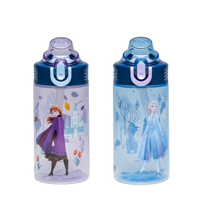 Botella de Agua Infantil Zak Designs Frozen Disney 470 ml con Popote 2-Pack