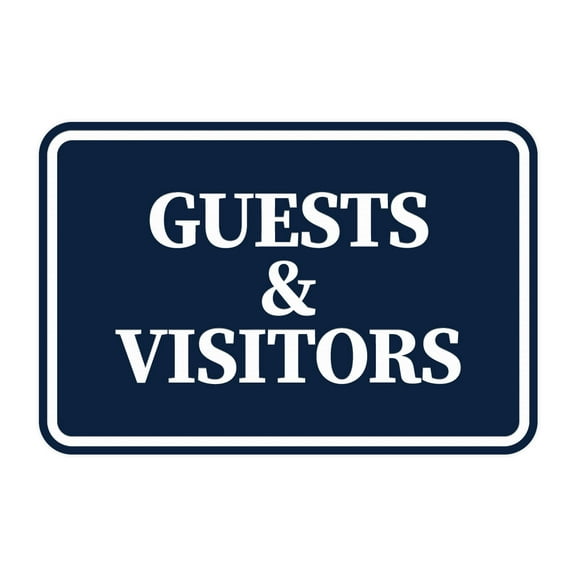 Signs ByLITA Classic Framed, Guests & Visitors Sign (Navy Blue / White) - Large