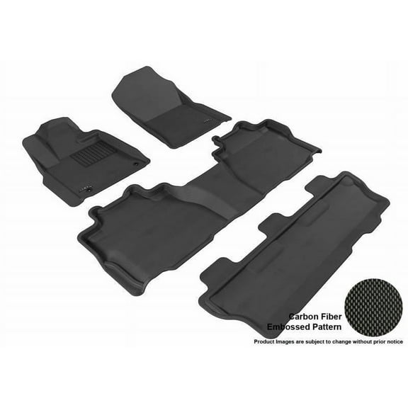 3D MAXpider 2012-2022 Fits Toyota Sequoia Kagu 1st Row 2nd Row 3rd Row Black Carbon Fiber Embossed Pattern Floor Mat L1TY15201509