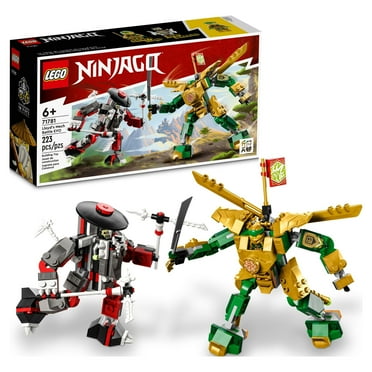 LEGO NINJAGO Lloyd’s Mech Battle EVO Building Set 71781, with 2 Action Figures, 2 Posable Ninja Action Figures to Build, Ninja Toy for Kids Ages 6  with Bone Warrior and Golden Lloyd Minifigures