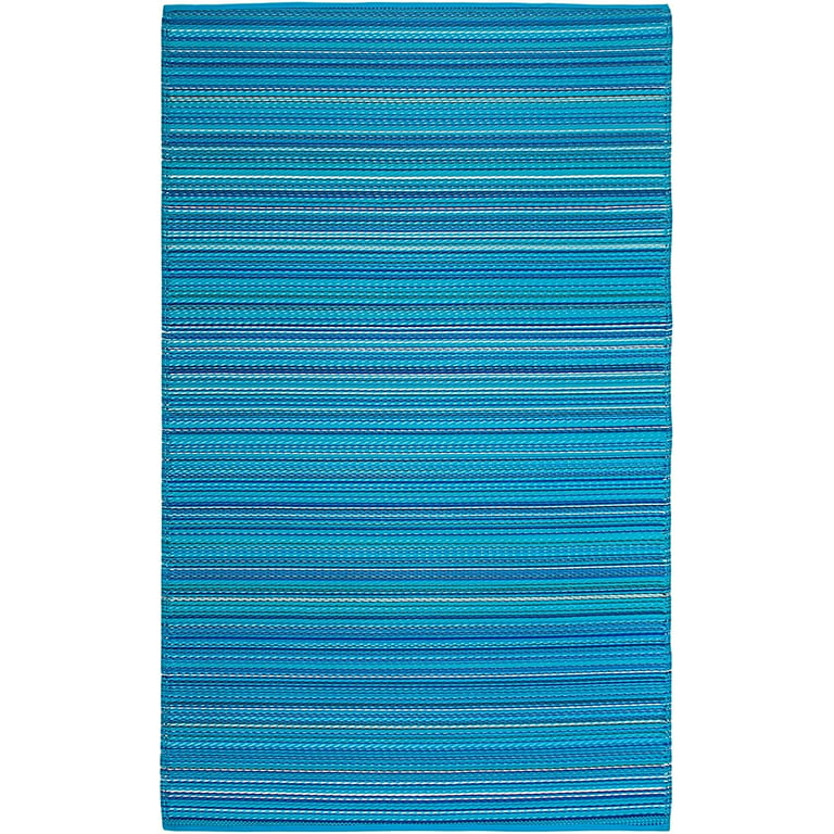 Fab Habitat Geometric Modern Outdoor Rug - Waterproof, Fade Resistant, Reversible - Recycled Plastic - Patio Porch Balcony Deck - Tokyo Teal - 4x6 ft