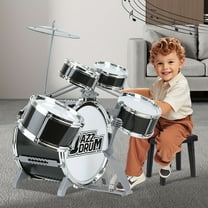 Felizhus kids drum set 10-piece with stool - beginner jazz drum kit for boys and girls ages 3-8, musical toy gift