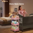 thumbnail image 3 of Organizador Rolling Cart Pipishell de plástico de 3 niveles, color rosa, 3 of 7