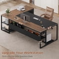 thumbnail image 6 of 71" L Shaped Executive Desk, Large Office Desk with Widen File Drawers and Power Outlets, Reversible Computer Desk Corner Desk with Storage Shelves, Walnut, 6 of 8
