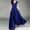 Blue, variant on Spring Tops for Women Maxi Dresses for Women's V-Neck Solid Color Short Sleeve Chiffon Waist Closing Evening Dress