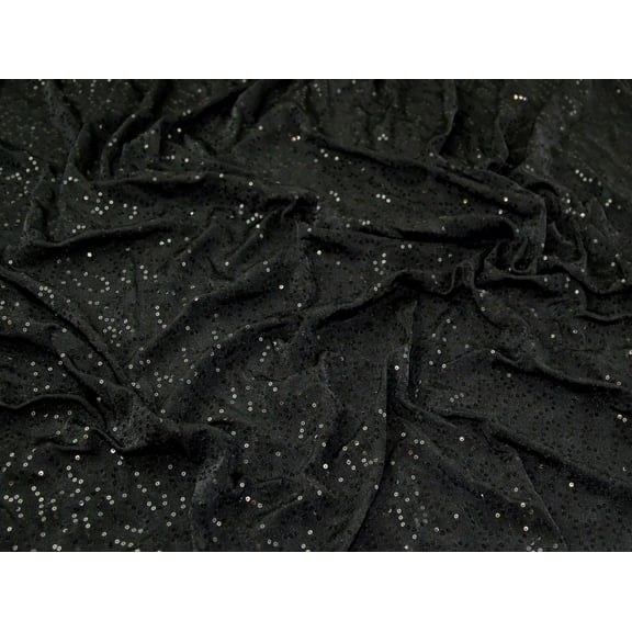 Minerva Sequin Stretch Knit Fabric Black - per yard