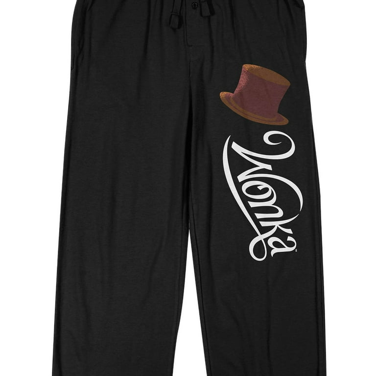 Willy Wonka & the Chocolate Factory (2023) Movie Logo and Top Hat Men's  Black Graphic Sleep Pants-XL