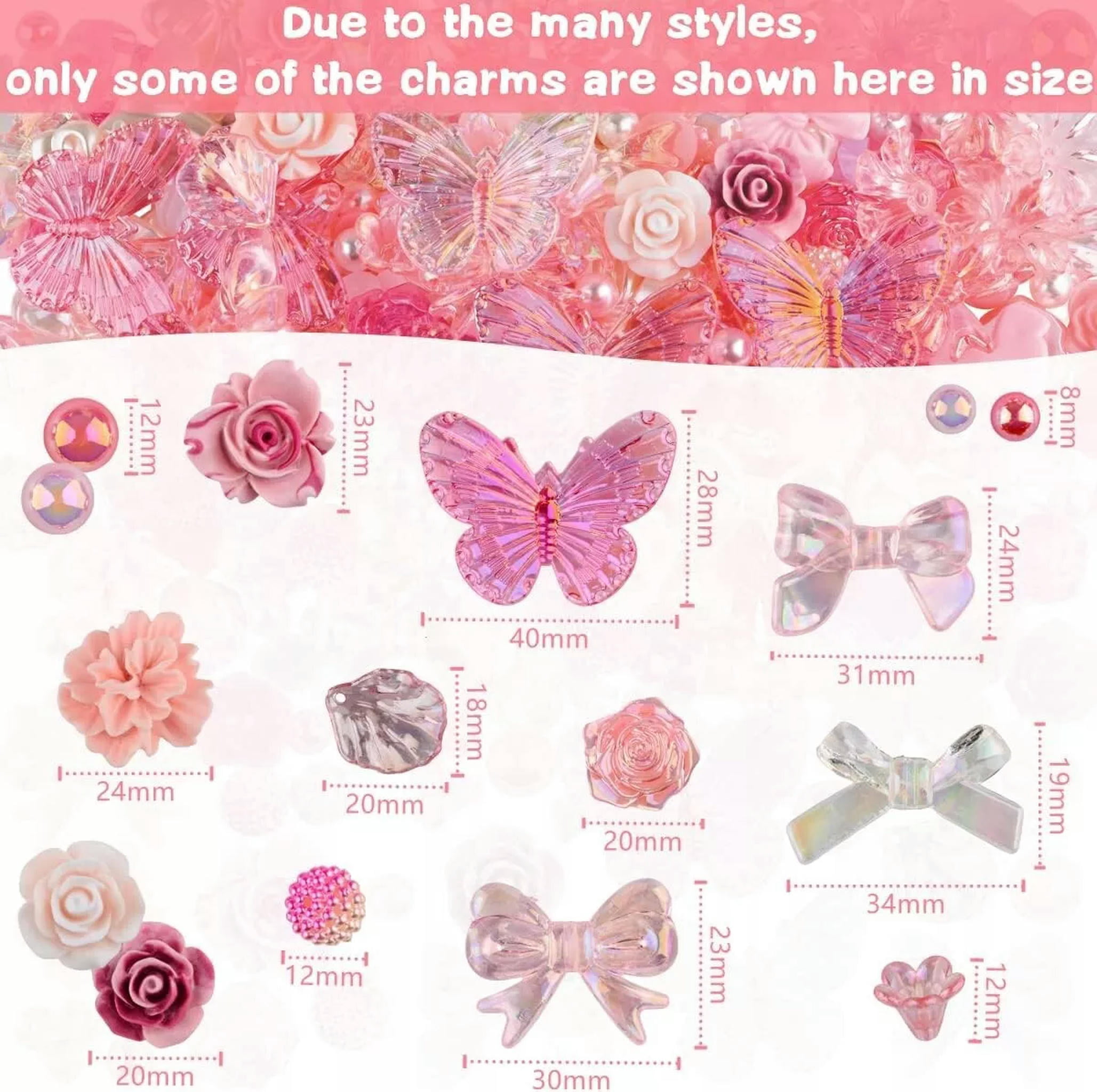 U8MO Resin Cabochons Butterfly Slime Charms Pink White Bulk Assorted Lot 350pcs