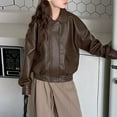 thumbnail image 2 of Lovzfmll Kid's Classic Solid Color Leather-Look Jacket, Button & Zipper Front with Pockets for Little Girls 11-12 Years, 2 of 6