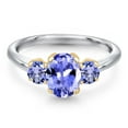 thumbnail image 3 of Gem Stone King 10K Two Tone Gold Blue Tanzanite Engagement Ring for Women | 1.76 Cttw | Oval 8X6MM | Gemstone December Birthstone | Size 9, 3 of 6