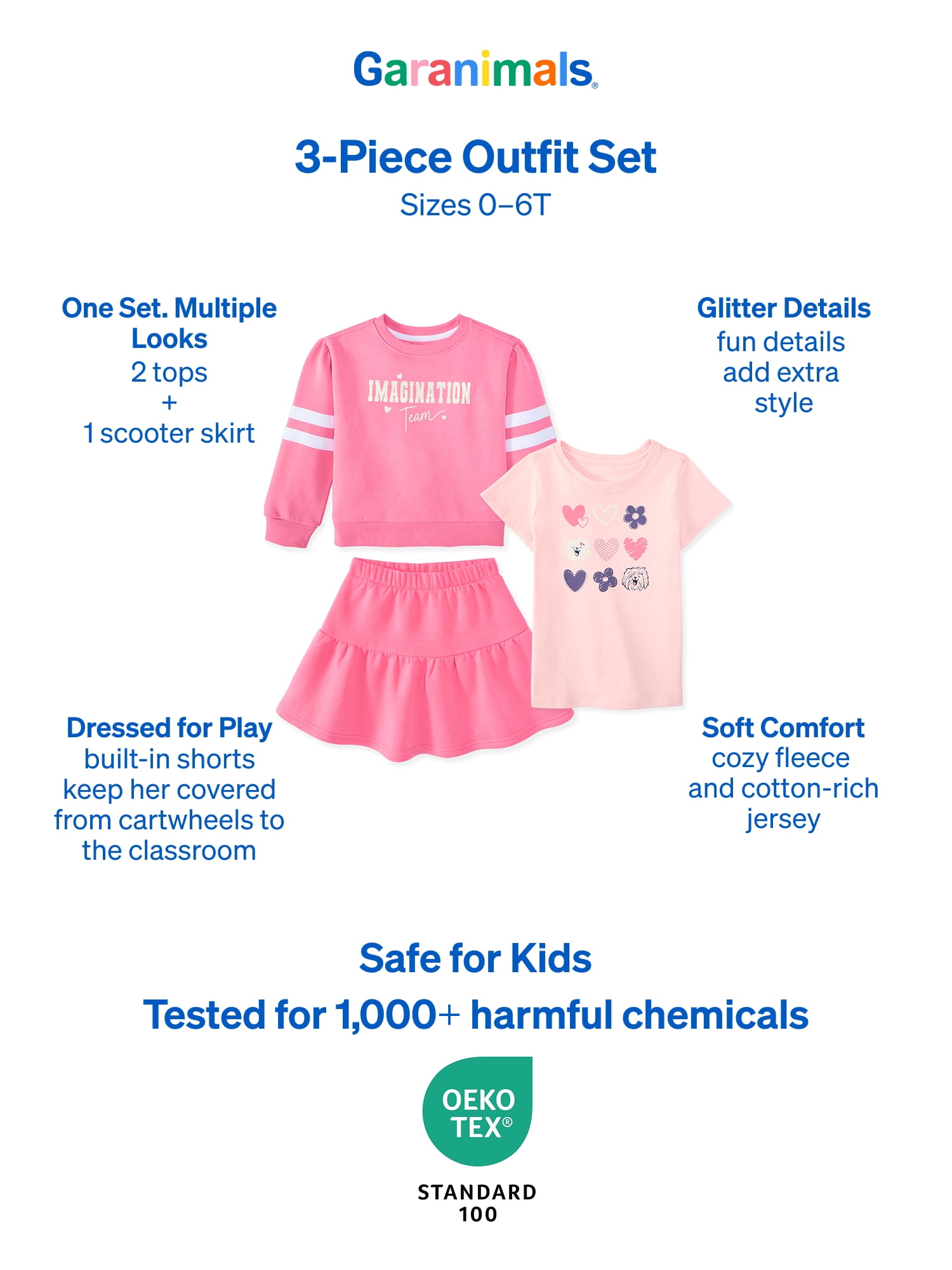 Garanimals Baby & Toddler Girl 3-Piece Outfit Set, Sizes 0-6T