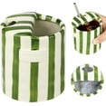 thumbnail image 1 of This unique ceramic coffee cup, a vintage-style hand-painted ceramic travel mug with a green and white striped pattern, is the perfect gift for coffee lovers.,Green, 1 of 7