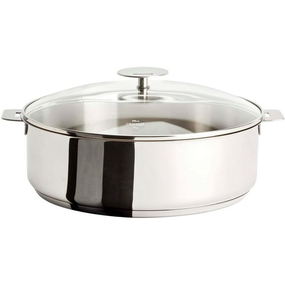 Cristel Multiply Stainless Steel Sautepan with Glass Lid and Removable Handle, 3.8 Quart