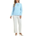 thumbnail image 2 of INSPIRE CHIC Fall Winter Stand Collar Chiffon Blouse for Women's Long Sleeve Business Casual Work Shirt S Light Blue, 2 of 6